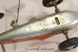 Bottom view of vintage Mite Miniature Tether Race Car.